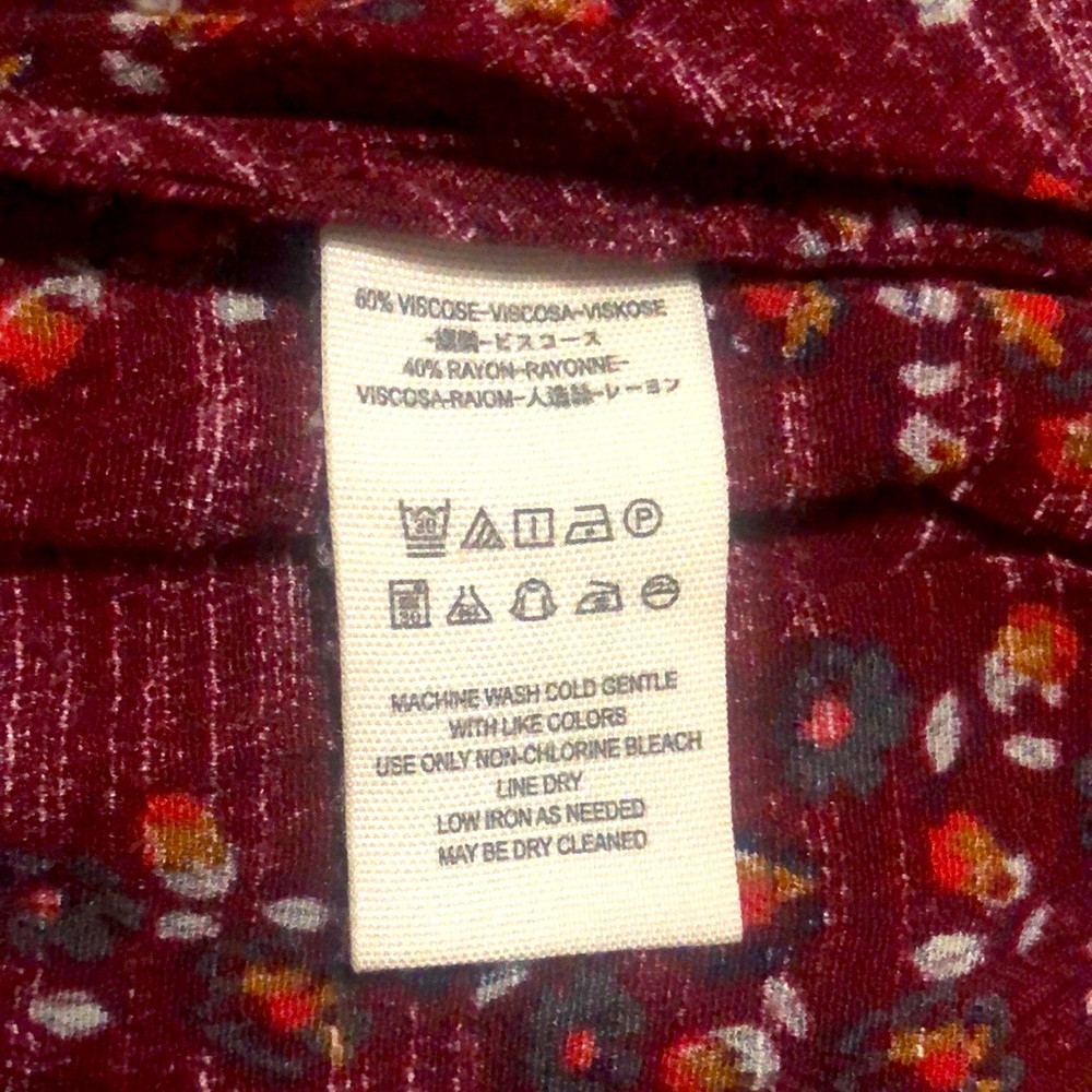 Free People burgundy floral long sleeve button down shirtdress with pockets, XS - Picture 12 of 14